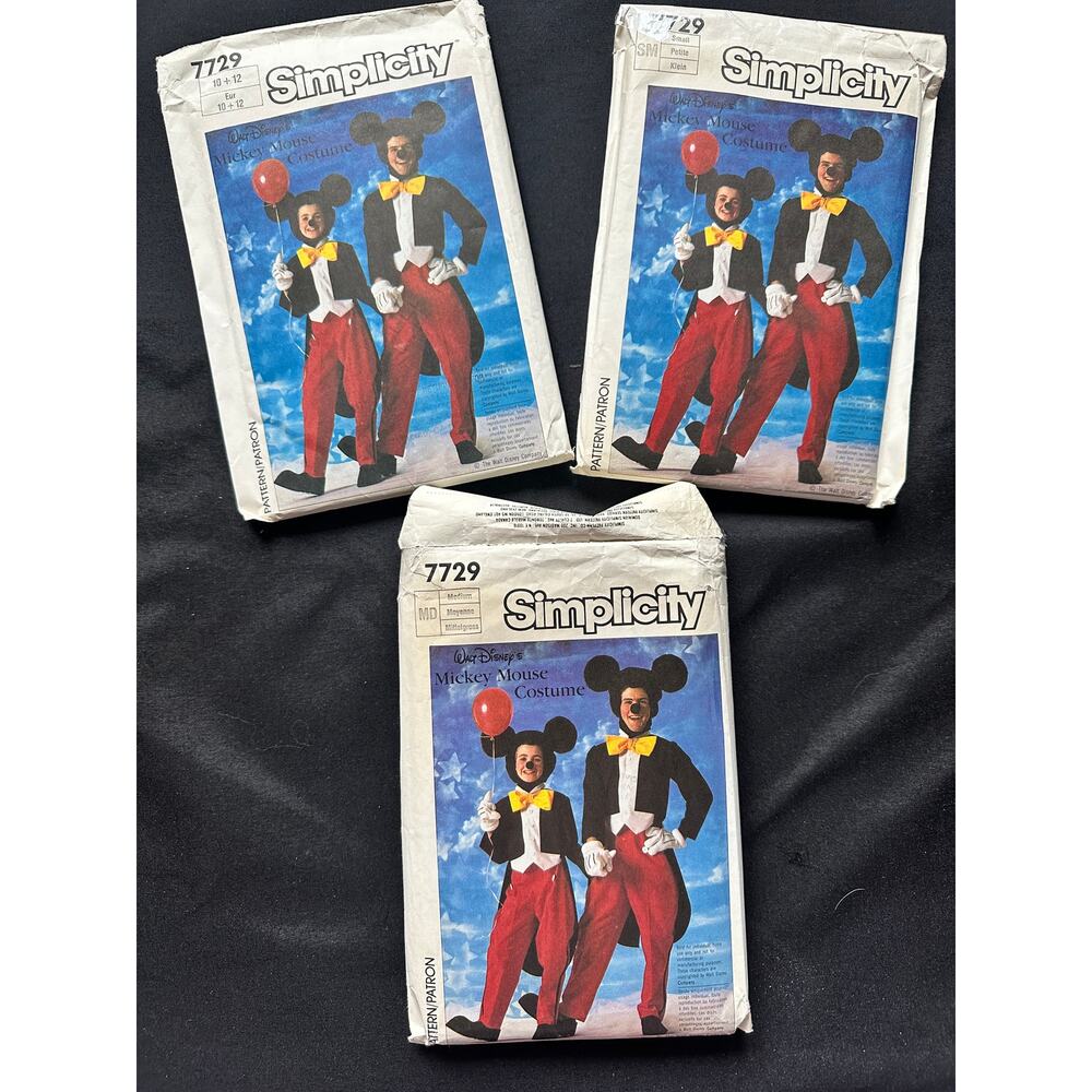 Mickey Mouse Costume 3 Sewing Patterns Child & Adult Cosplay Disney Halloween